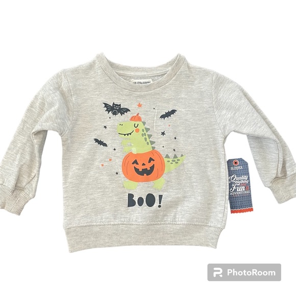 New! Alex & Jack Boys Dino Pumpkin Boo Halloween Sweatshirt 24 Months - Picture 2 of 8